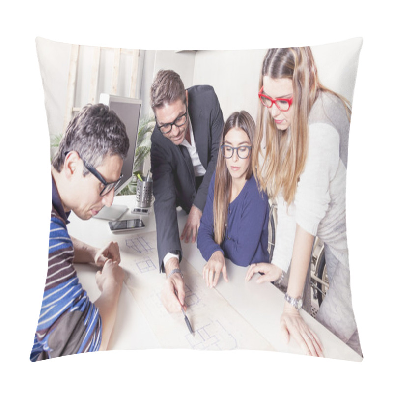 Personality  Team Of Young Businesspeople Working Together In A New Office Pillow Covers