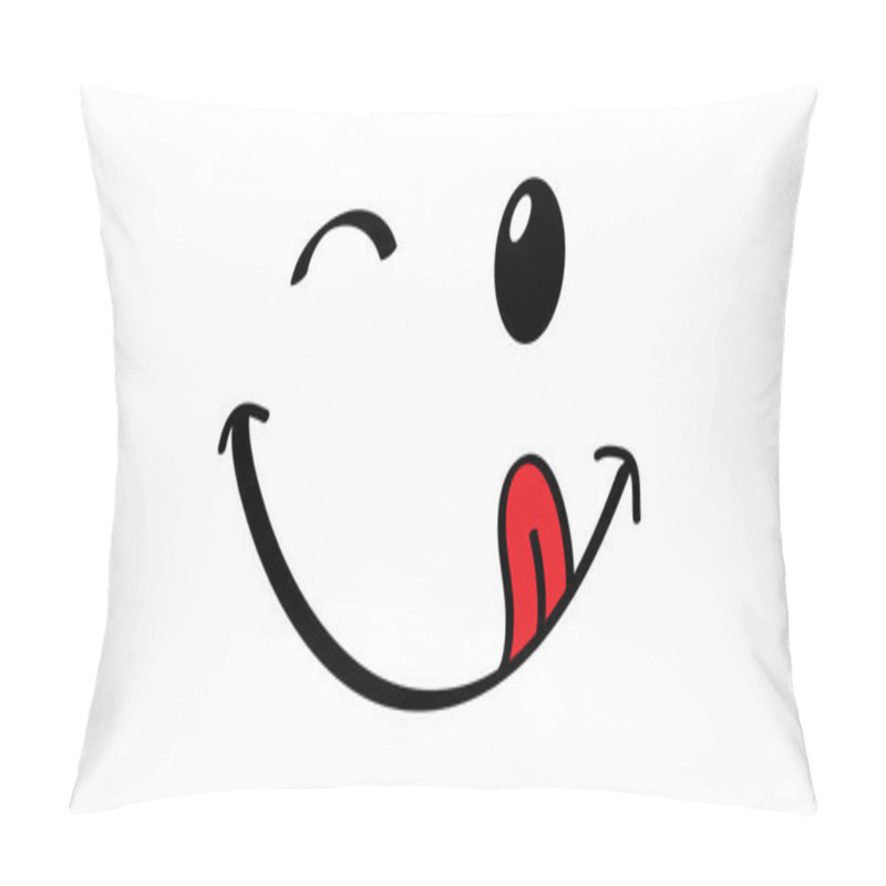 Personality  Yummy Smile With Tongue Lick Mouth World Smile Day Or Month Food  Logo Smiling Everyday Funny Vector Laugh Cartoon Comic Sign Delicious, Tasty Eating Emoji Lip Face Emotion Smiley Lips Symbol Licking Pillow Covers