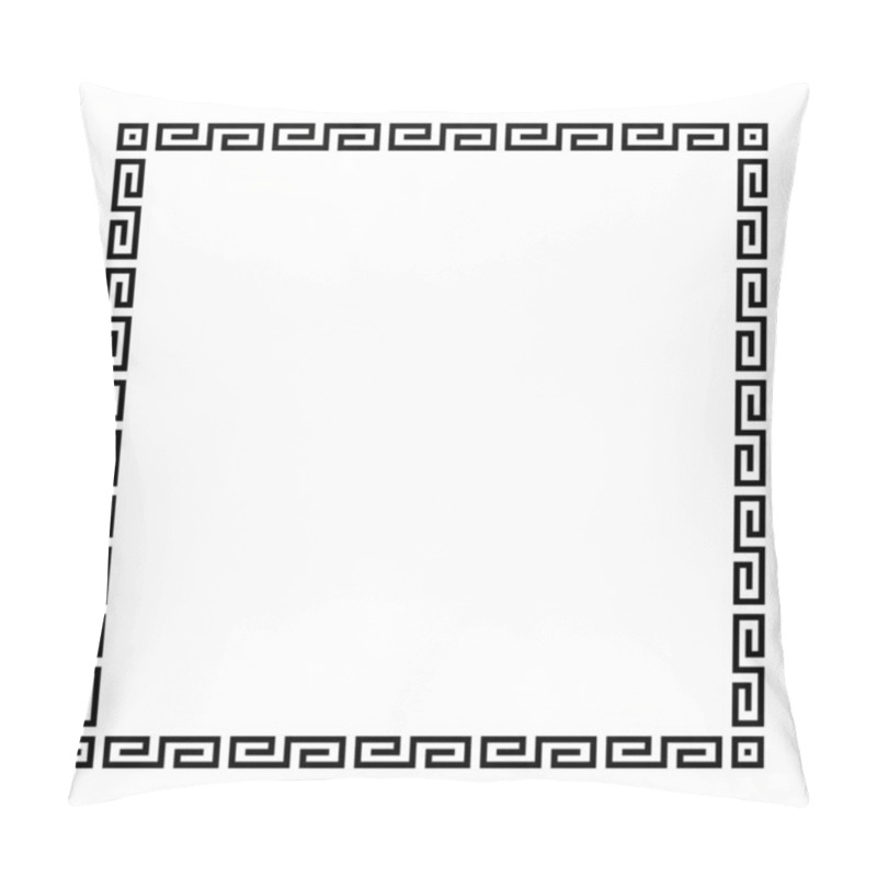 Personality  Meander Square With Simple Meander Pattern. Square Frame And Decorative Border, Made Of Angular Spirals, Shaped Into A Seamless Motif, Also Known As Greek Key. Black And White Illustration Over White. Pillow Covers