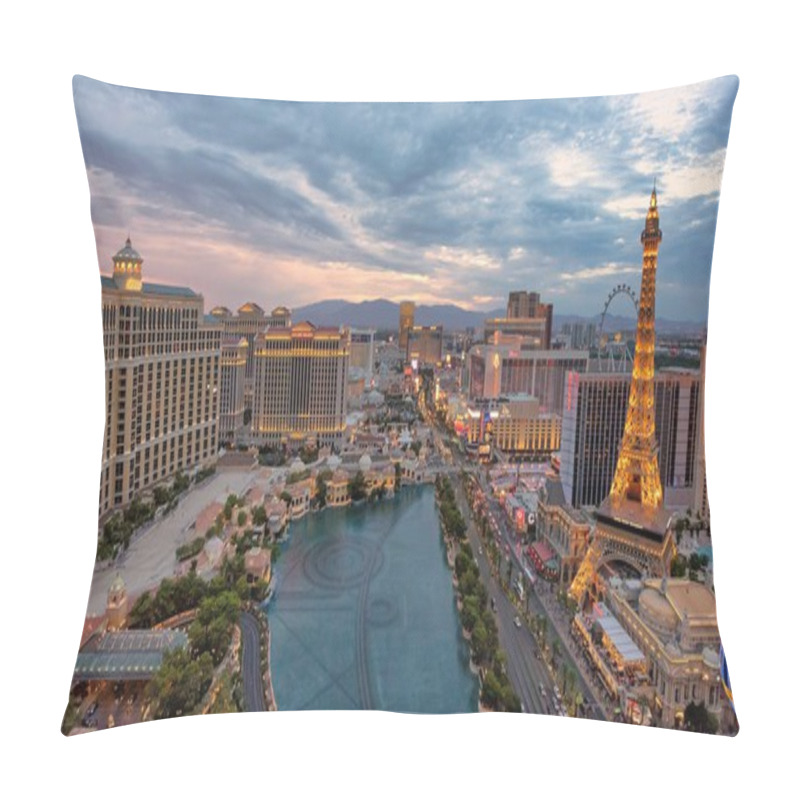 Personality  Aerial View Of Las Vegas Strip At Sunset Pillow Covers