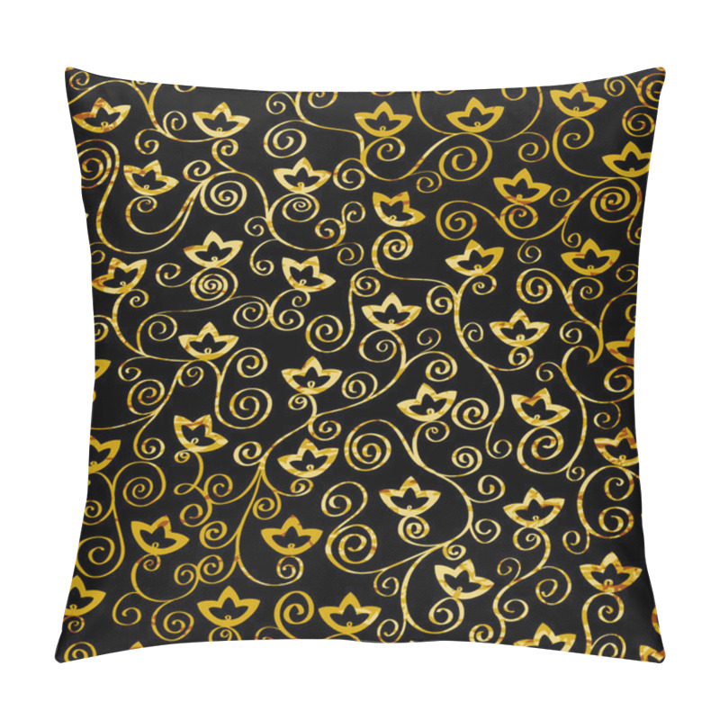 Personality  Golden Pattern With Leaves And Flowers Pillow Covers