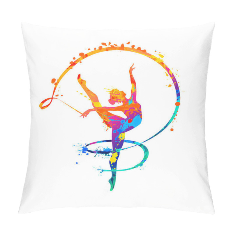 Personality  Rhythmic Gymnastics Girl With Ribbon. Dancer Silhouette Pillow Covers