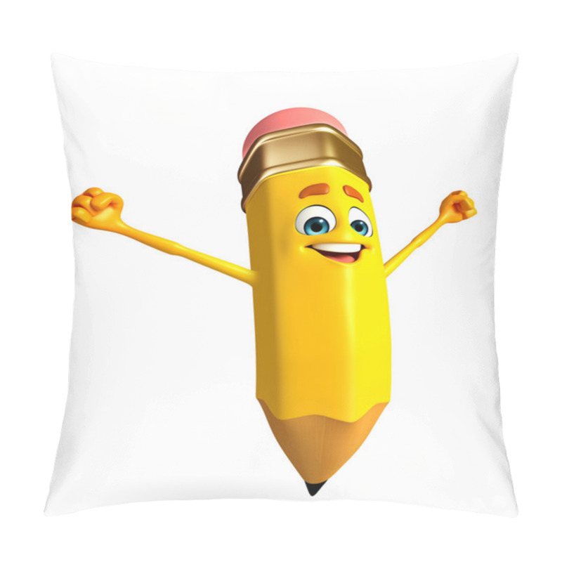 Personality  Pencil Character Is Happy Pose Pillow Covers