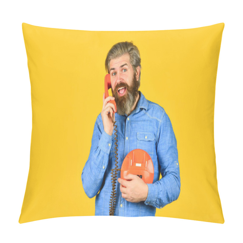 Personality  Marketing Automation. Cold Calling Scripts. Outdated Technology. Manager Phone Dialog Communication. Answering Machine. Bearded Hipster Man Phone Conversation. Successful Negotiations. Retro Phone Pillow Covers