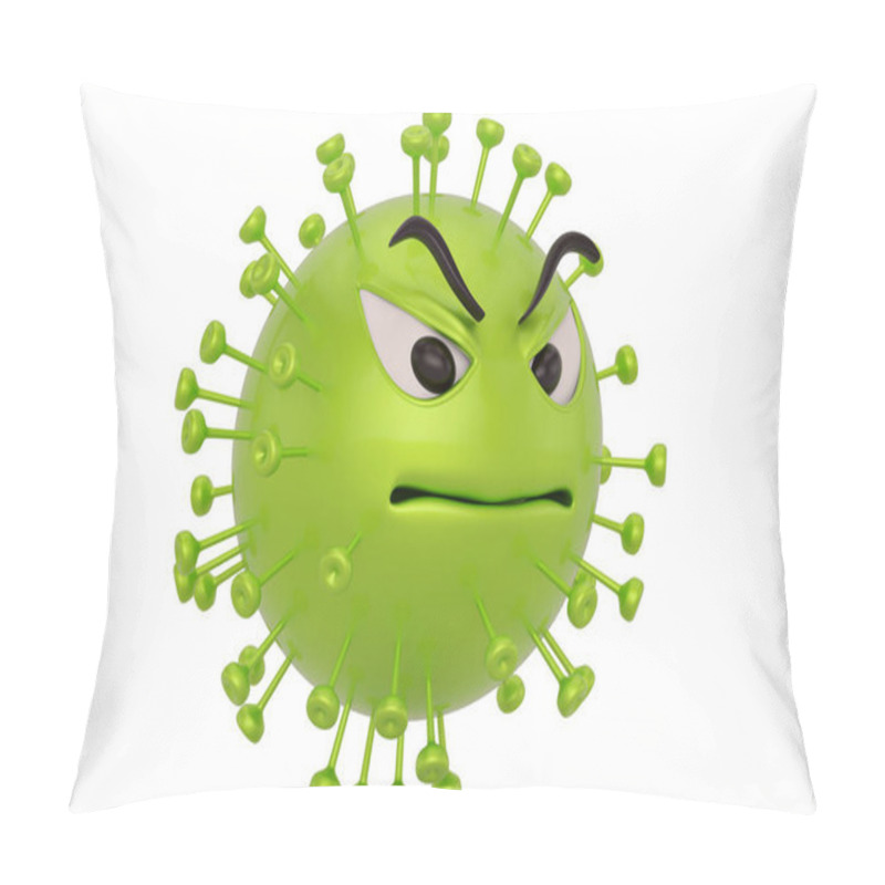 Personality  Coronavirus 2019-nC0V Outbreak. 3D Cartoon Coronavirus In White  Pillow Covers