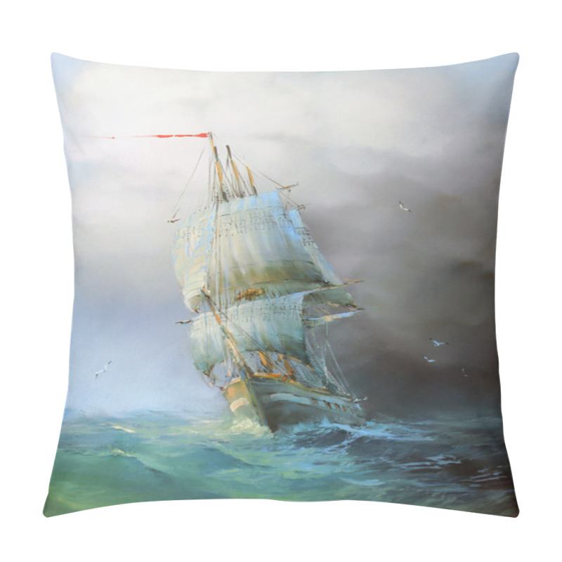 Personality  Sailboat. Sea Painting. Pillow Covers