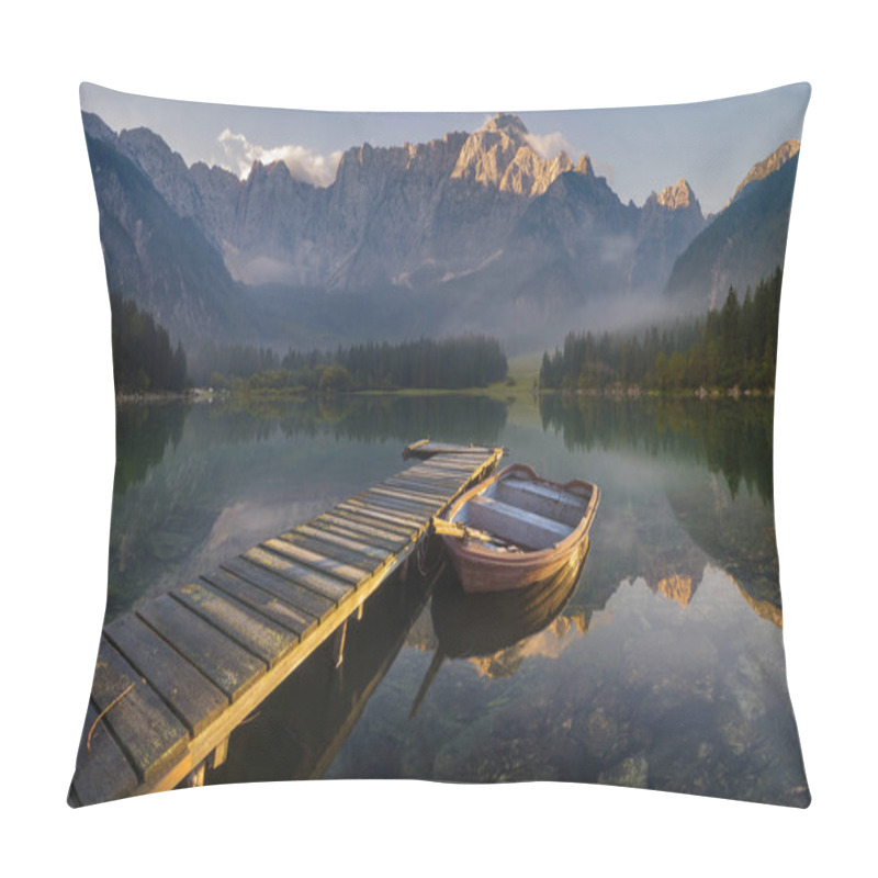 Personality  Wooden Bridge Over A Mountain Lake Pillow Covers