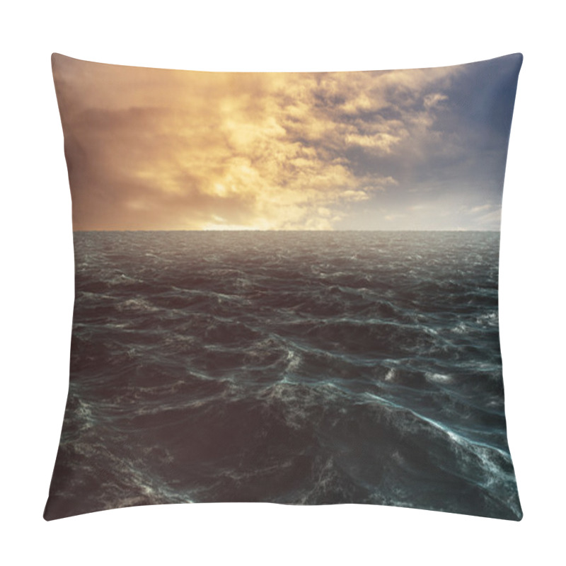 Personality  Composite Image Of Rough Blue Ocean Pillow Covers