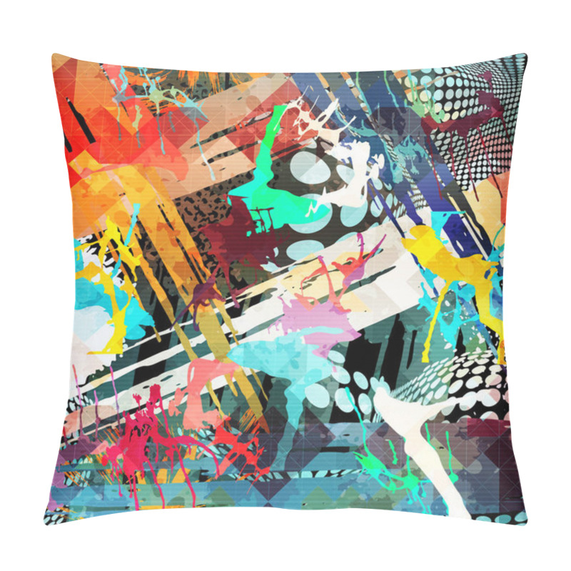 Personality  Colored Abstract Seamless Pattern In Graffiti Style. Quality Vector Illustration For Your Design Pillow Covers