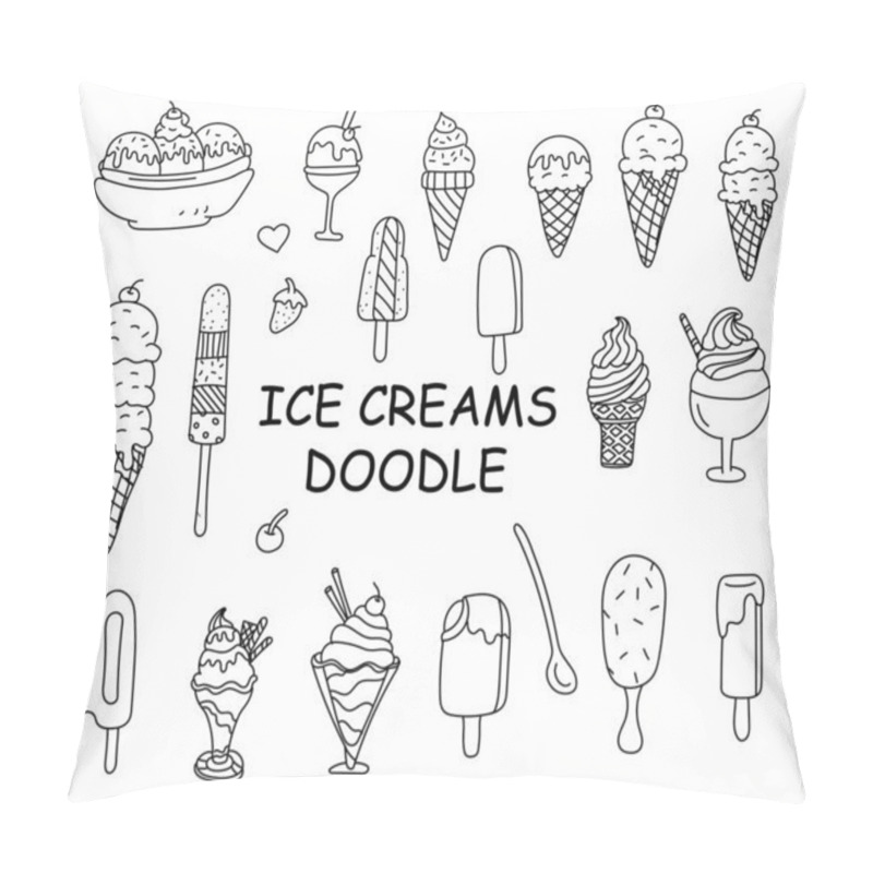 Personality  Ice Cream Doodle Clip Art Pillow Covers