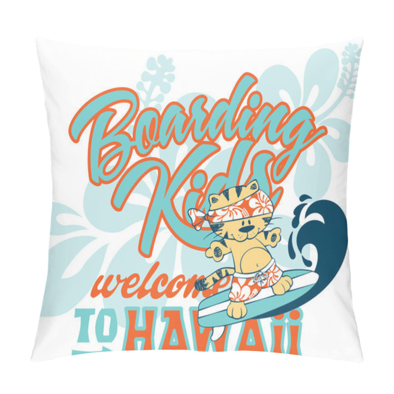 Personality  Cute Kitten Surfing Hawaii Pillow Covers