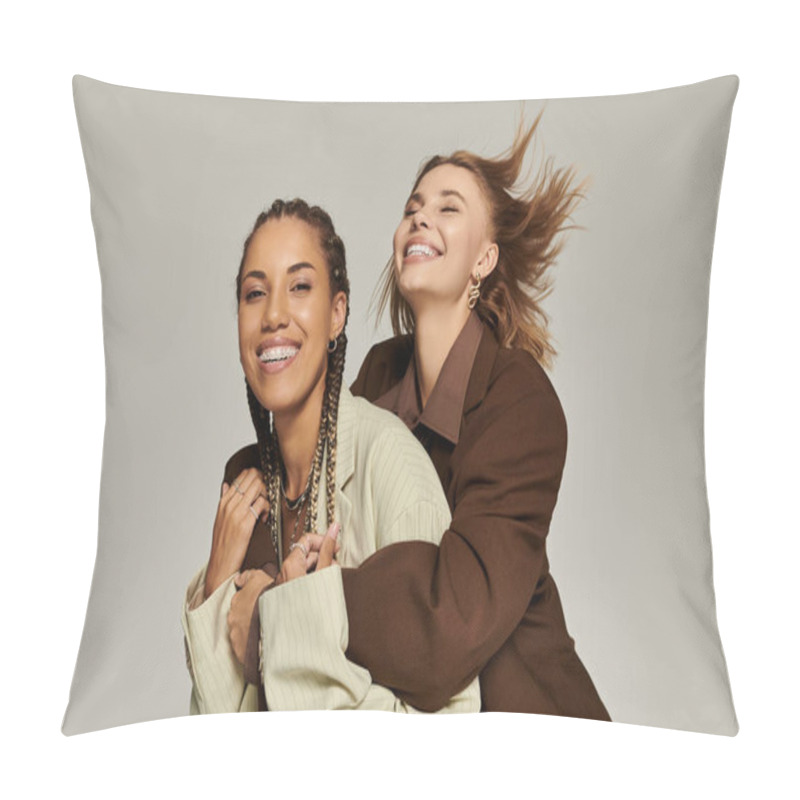 Personality  A Young Couple In Autumn Attire Shares Laughter And Warmth In A Beautiful Outdoor Setting. Pillow Covers