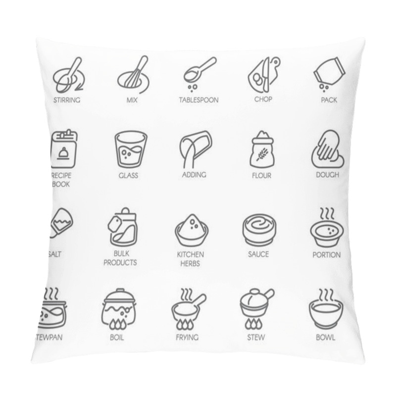 Personality  Line Isolated Icons On Kitchen Theme. Outline Labels For Cooking Projects, Home Appliances, Products, Stickers, Printing In Books, Buttons On Sites And Apps. Itable Stroke. 48x48 Pixel Perfect Pillow Covers