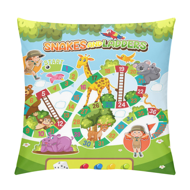 Personality  Snakes And Ladders Board Game Template Illustration Pillow Covers