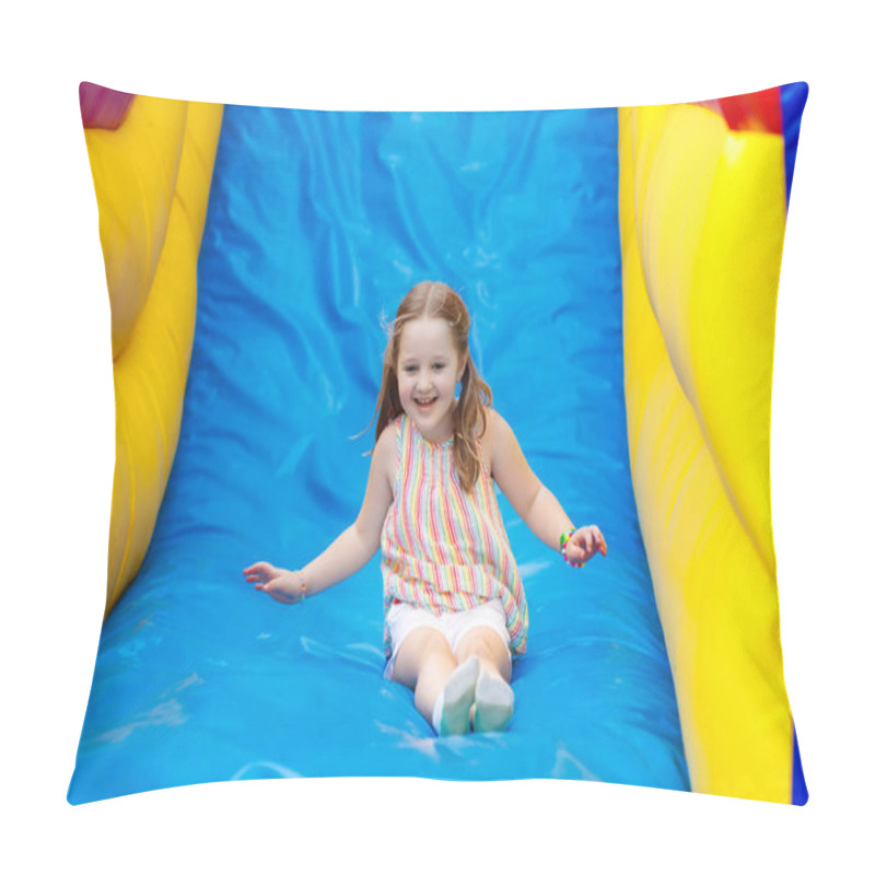 Personality  Child Jumping On Playground Trampoline. Kids Jump. Pillow Covers