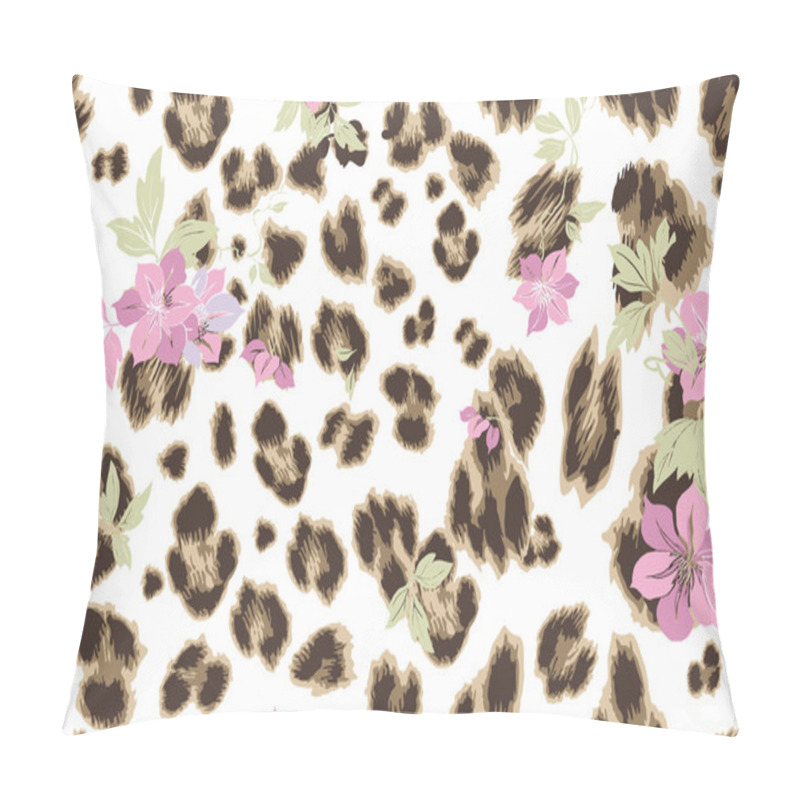 Personality  Cute Flower Seamless Mix Leopard Vector Pattern Pillow Covers