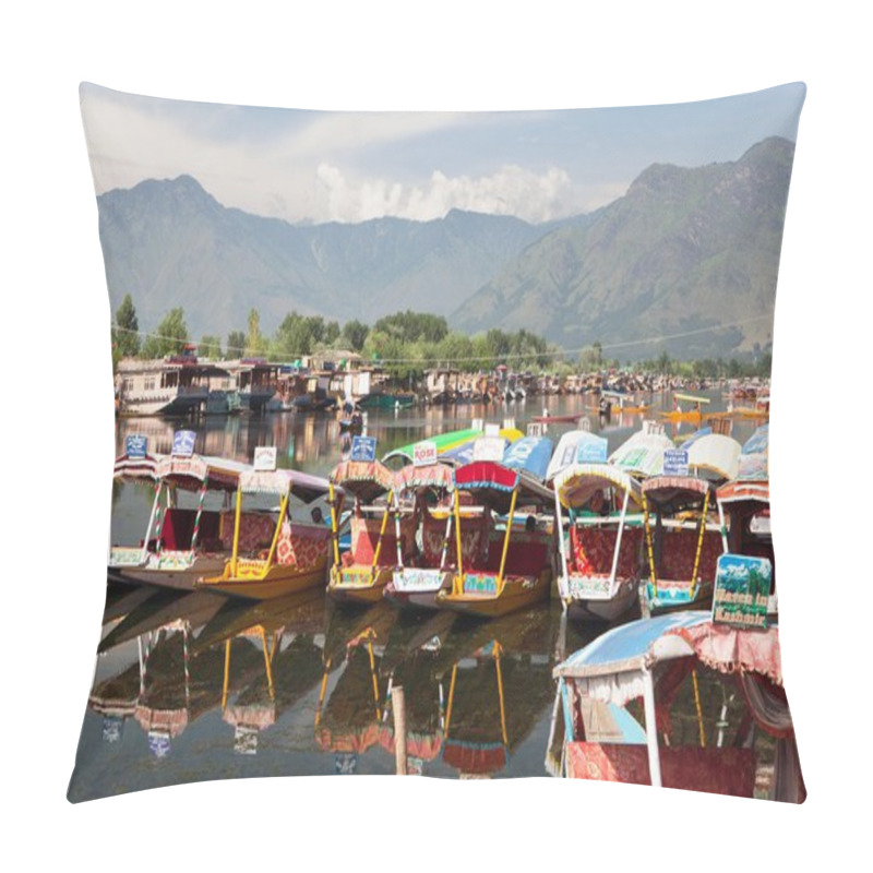 Personality  Shikara Boats On Dal Lake With Houseboats In Srinagar Pillow Covers