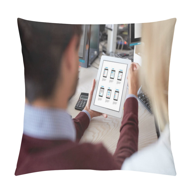 Personality  Web Designers With User Interface On Tablet Pc Pillow Covers