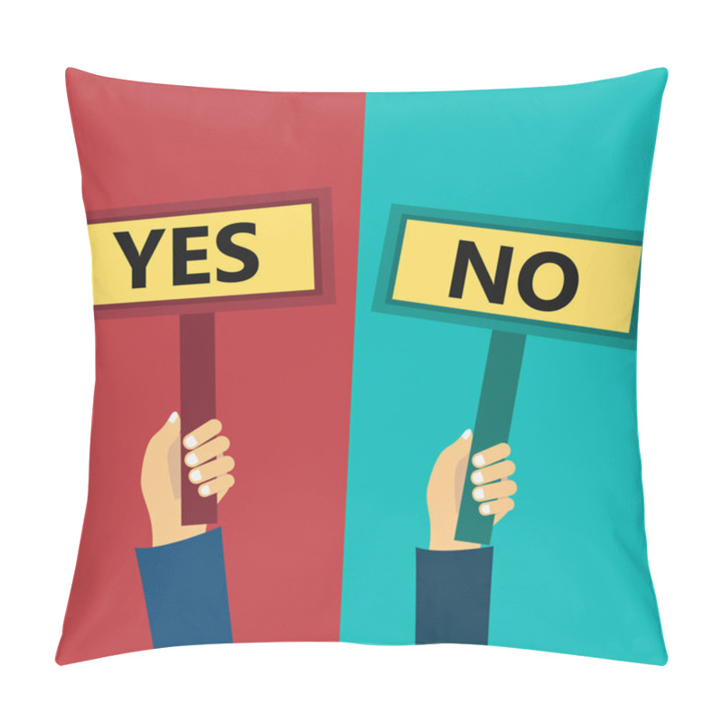 Personality  Yes And No Signs. Flat Vector Illustration Pillow Covers