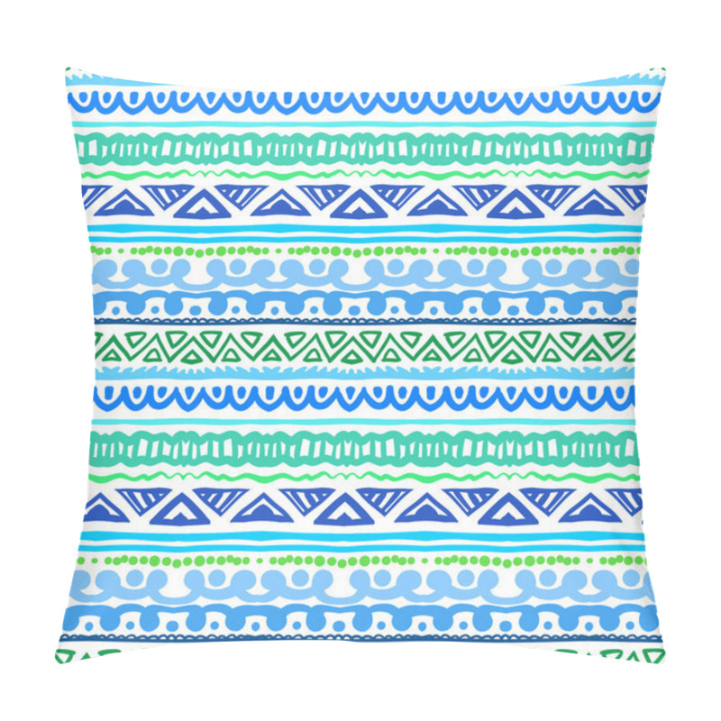 Personality  Aztec Striped Ethnic Pattern In Blue And Green Pillow Covers