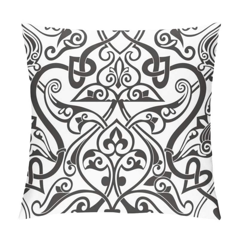 Personality  Vector Monocrome Seamless Oriental National Ornament, Background. Endless Ethnic Floral Pattern Of Arab Peoples. Persian Painting. For Sandblasting, Laser And Plotter Cutting. Pillow Covers