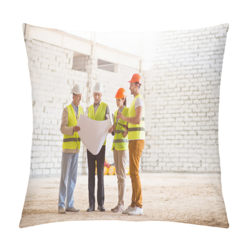 Personality  Construction Workers. Team Of Project Pillow Covers