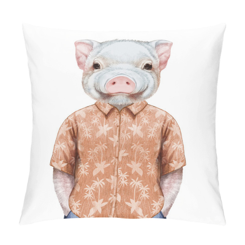 Personality  Piggy In Summer Shirt Pillow Covers