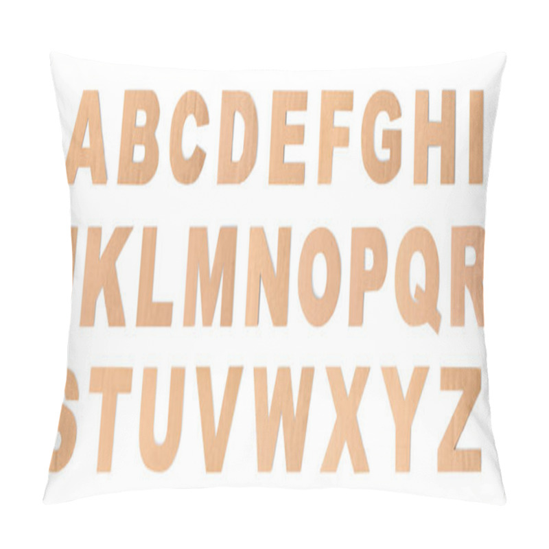 Personality  Latin Brown Cardboard Alphabet On White Background Pillow Covers