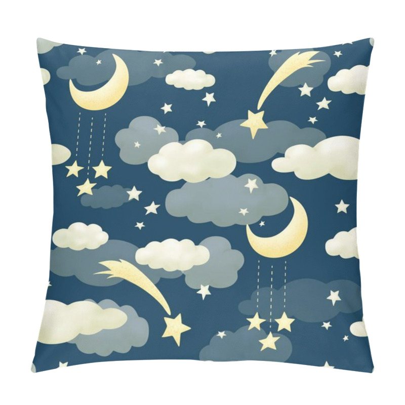 Personality  Seamless Pattern Clouds Night Blue Sky. Wallpapers For Baby Playroom Or Nursery Pillow Covers