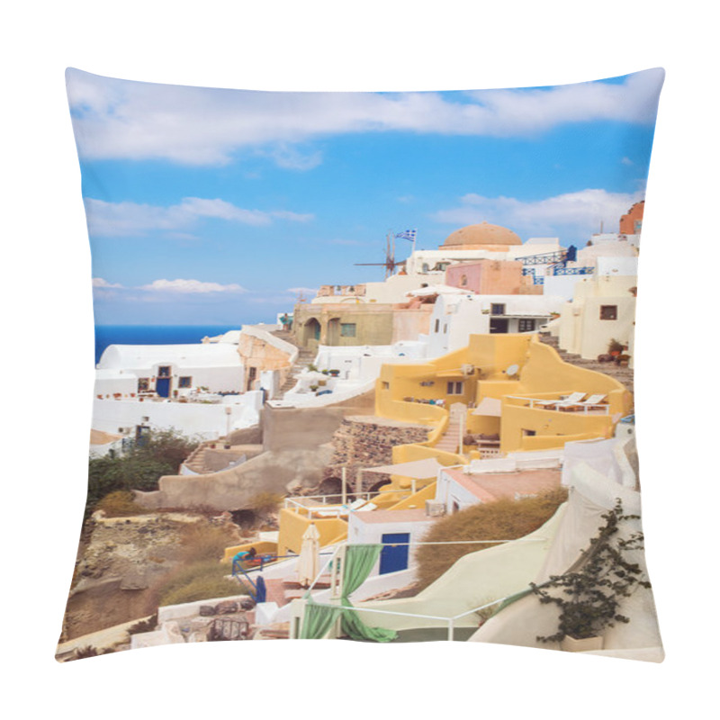 Personality  Traditional Architecture In Oia Village, Santorini, Greece Pillow Covers