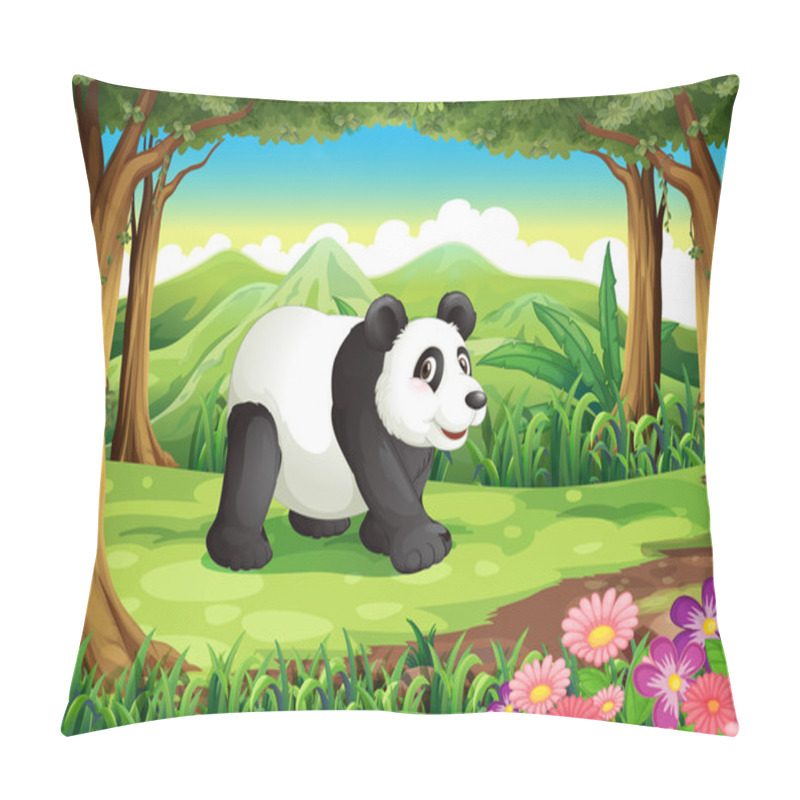 Personality  A Big Panda Bear At The Forest Pillow Covers