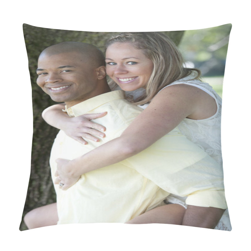 Personality  Happy Young Interracial Couple Pillow Covers