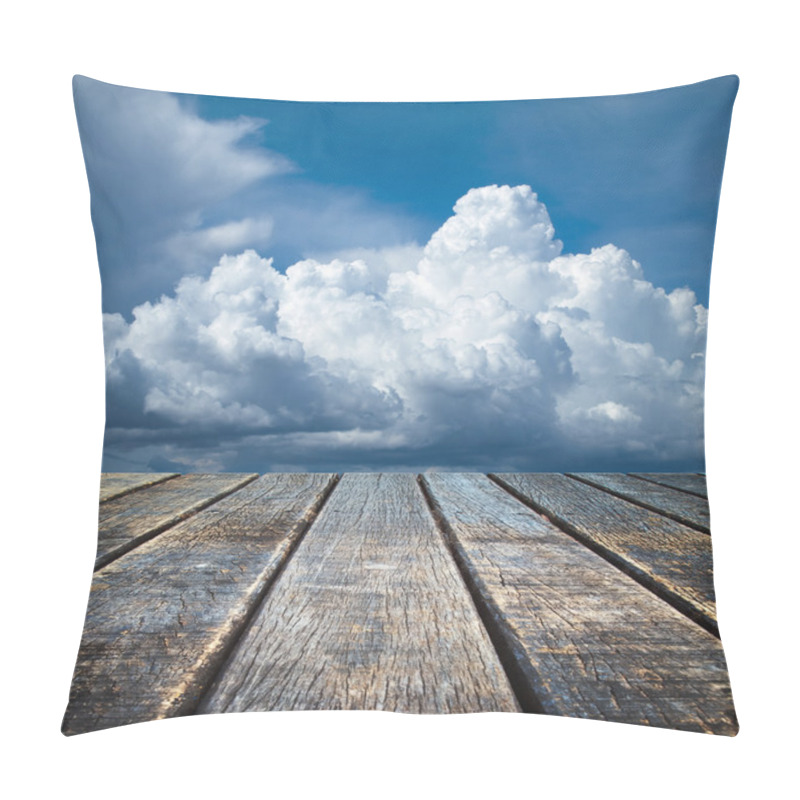 Personality  Perspective Old Wood Floor And Cloudy Sky Pillow Covers