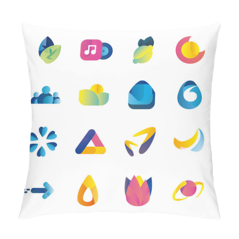 Personality  Abstract Shapes Gradient Style Icon Set Vector Design Pillow Covers