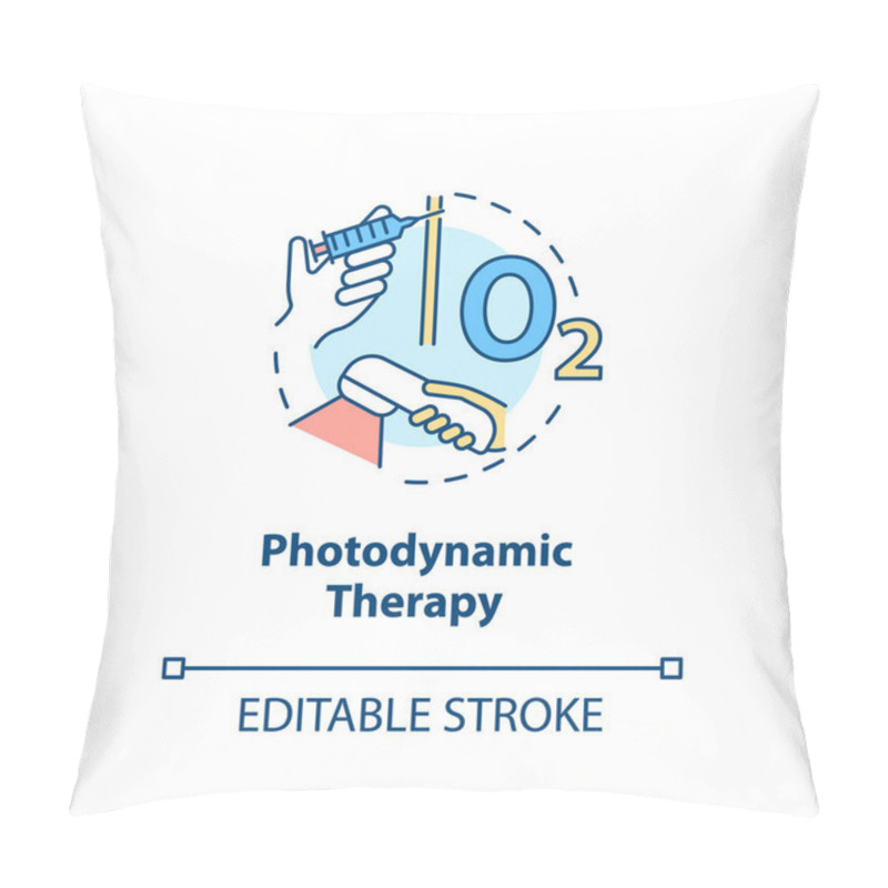 Personality  Photodynamic Therapy Concept Icon. Phototherapy. Destroying Abnormal Cells With Light. Photosensitizers. PDT Idea Thin Line Illustration. Vector Isolated Outline RGB Color Drawing. Editable Stroke Pillow Covers