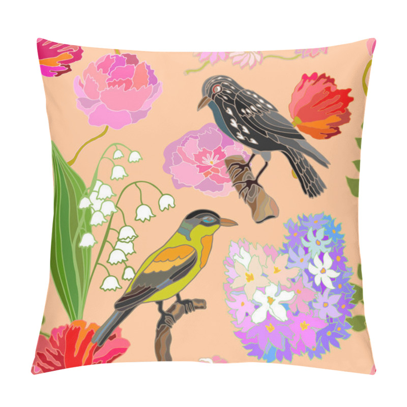 Personality  Japanese Garden. Seamless Oriental Pattern With Victorian Motifs.  Pillow Covers