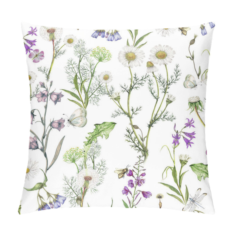 Personality  Repeat Pattern Of Hand Drawn Garden Wildflowers Pillow Covers