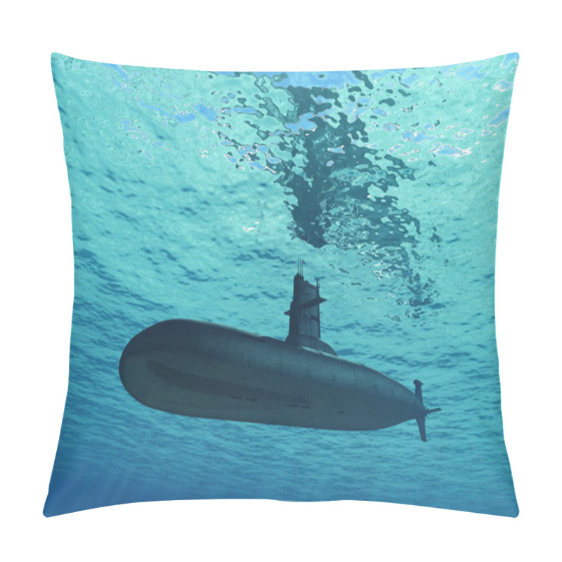 Personality  The Military Ship Under Water. .3d Render Pillow Covers