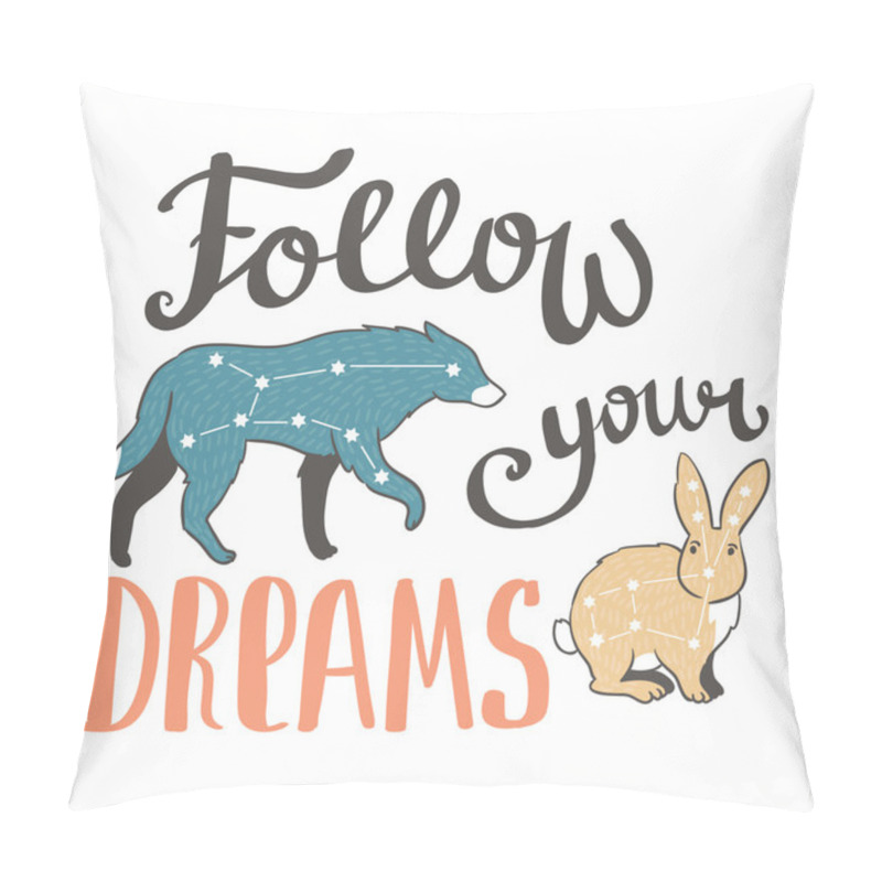 Personality  Hipster Poster With Animals And Stars Pillow Covers