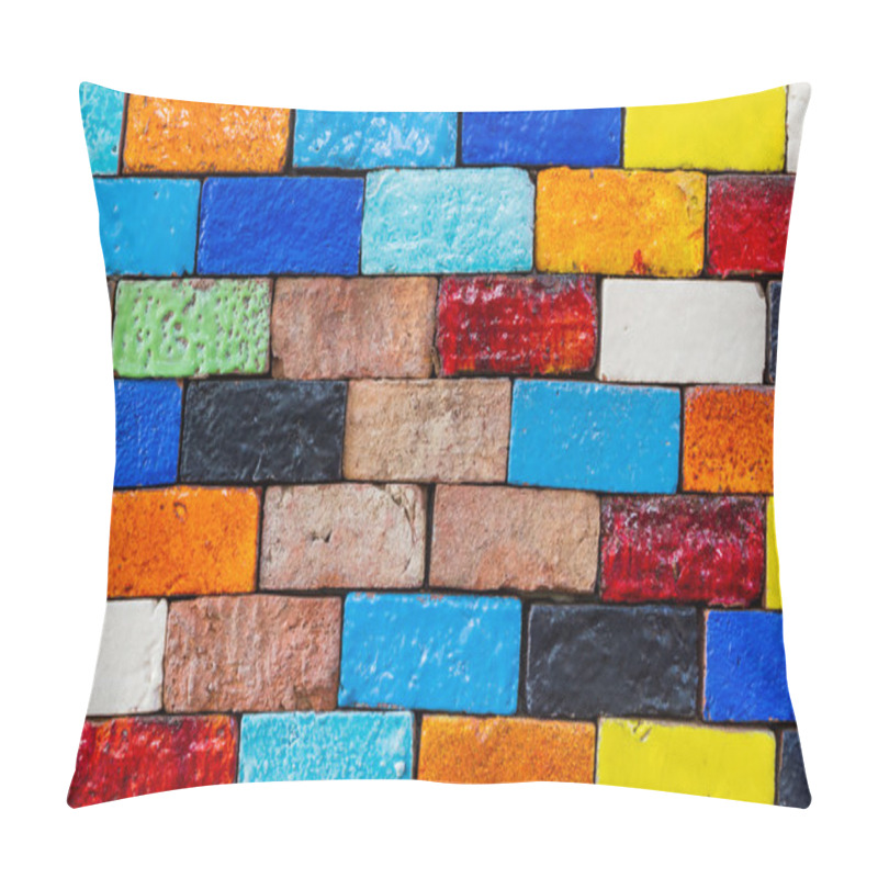 Personality  Old Colourful Brick, Wall Texture Background. Pillow Covers