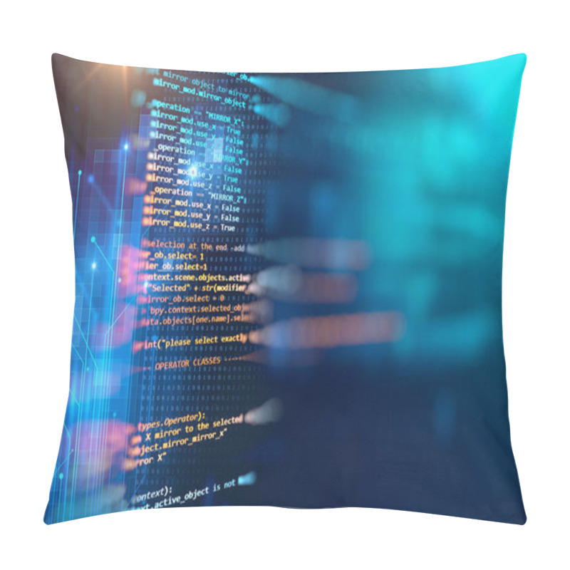 Personality  Programming Code Abstract Technology Background Of Software Deve Pillow Covers