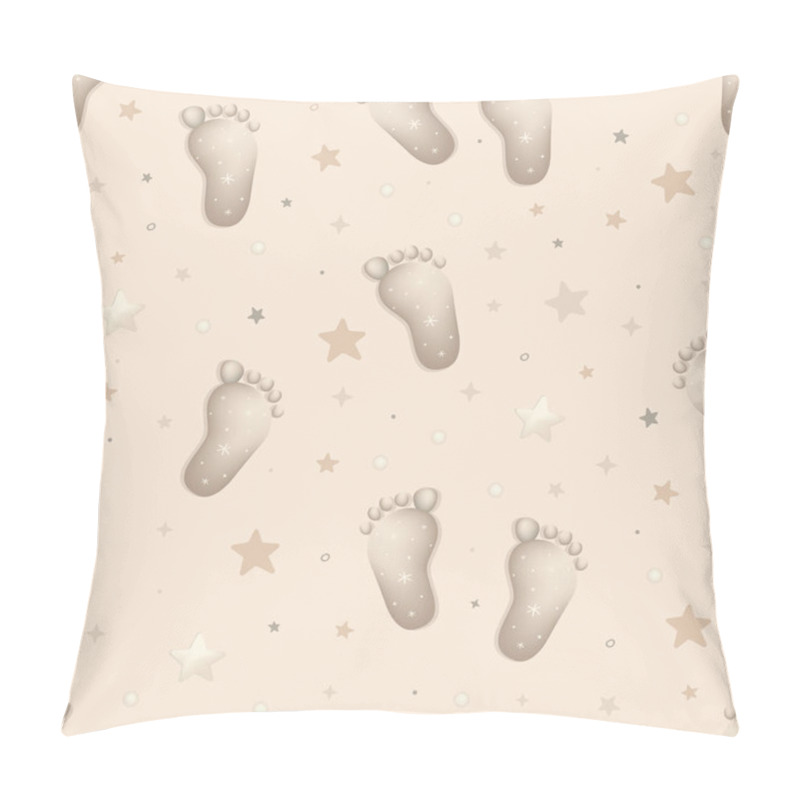 Personality  Cute Baby Seamless Pattern With Cute Starry Sky, And Footprints. Hand Drawn Boho Nursery Design For Kids Bedroom. Childish Wall Art Print. Pillow Covers