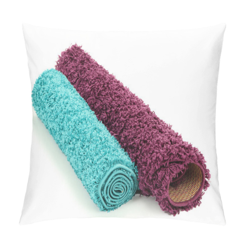 Personality  Two Rolled Carpets Isolated On White Pillow Covers