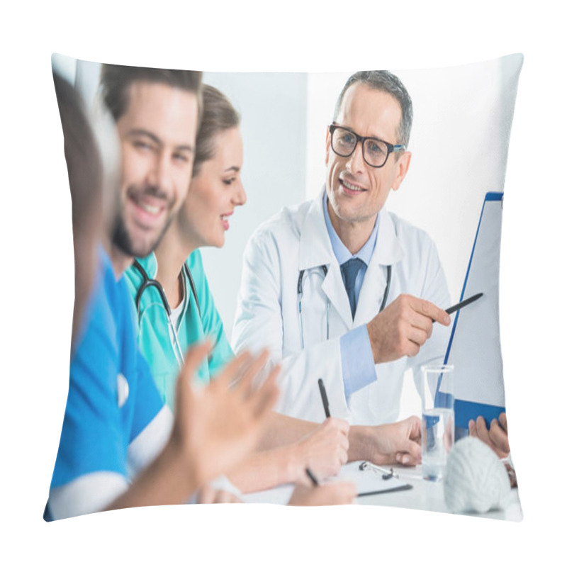 Personality  Team Of Doctors Having Conversation Pillow Covers