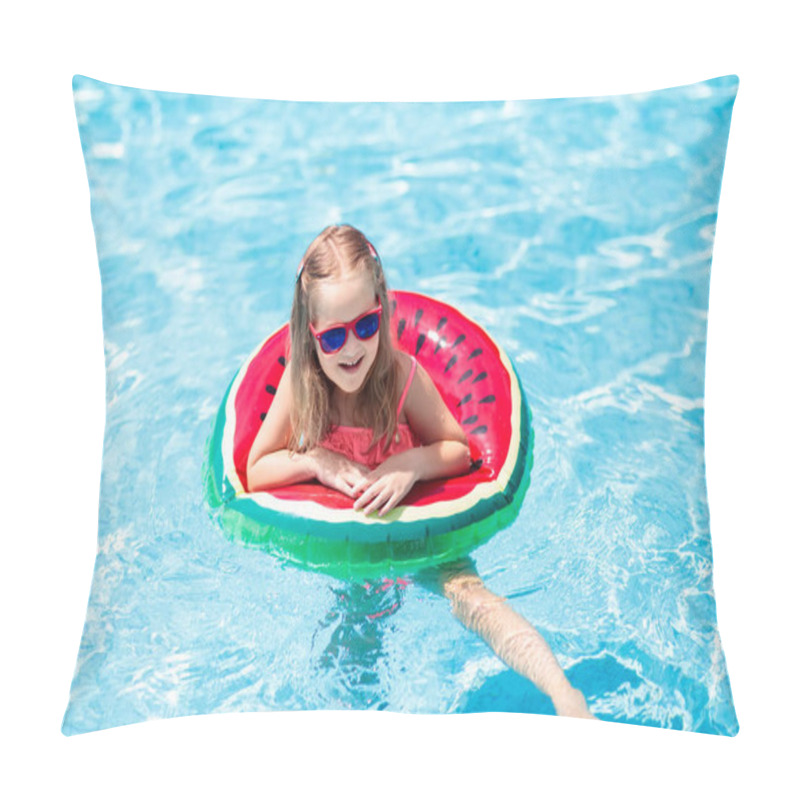 Personality  Child In Swimming Pool. Kids Swim. Water Play. Pillow Covers