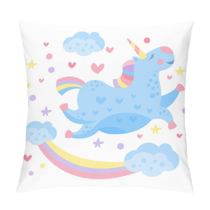 Personality  Cute Rainbow Unicorn In The Clouds. Pillow Covers