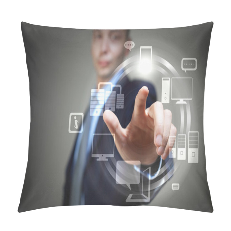 Personality  Hand Pushing On A Touch Screen Pillow Covers