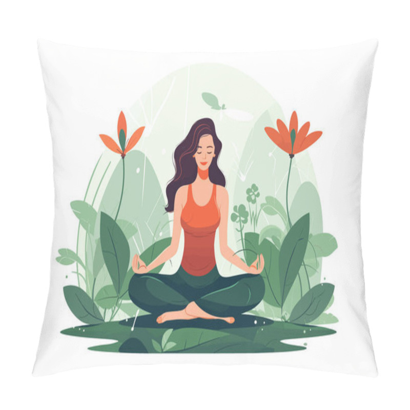 Personality  Beautiful Girl Doing Yoga Illustration, International Yoga Day, Yoga Day Banner, Yoga Day Background Pillow Covers