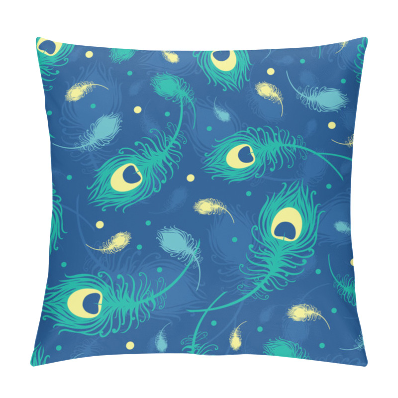 Personality  Flying Peacock Feathers Vector Seamless Pattern Background Pillow Covers