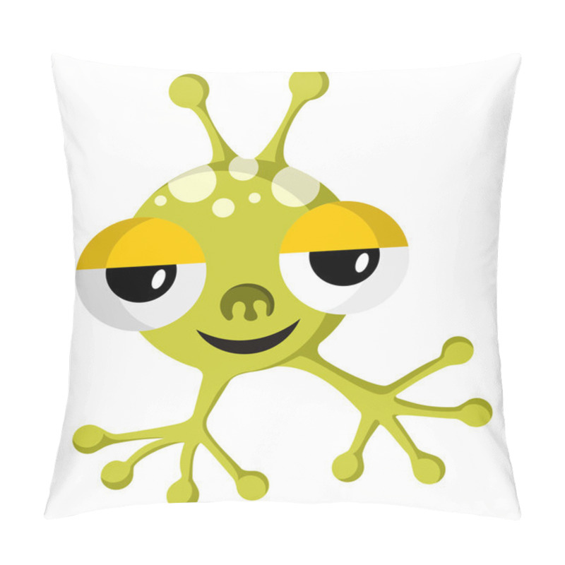 Personality  Green Space Monster On White Pillow Covers